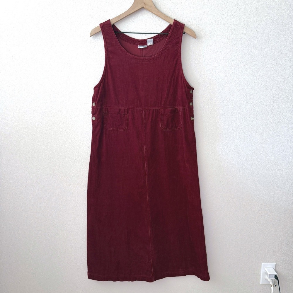 CABIN CREEK Womens Cotton Corduroy Jumper Dress Size Medium Petite Academia 90s